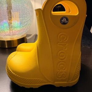 CROCS Bright Yellow Rain Boots Size 6 toddler